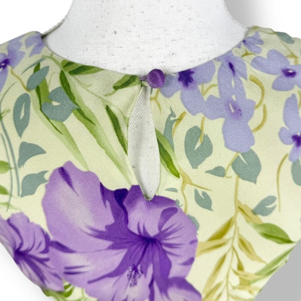 Vintage Chelsea & Violet Floral Beaded 100% Silk Slip Dress Women's Small - Picture 9 of 16